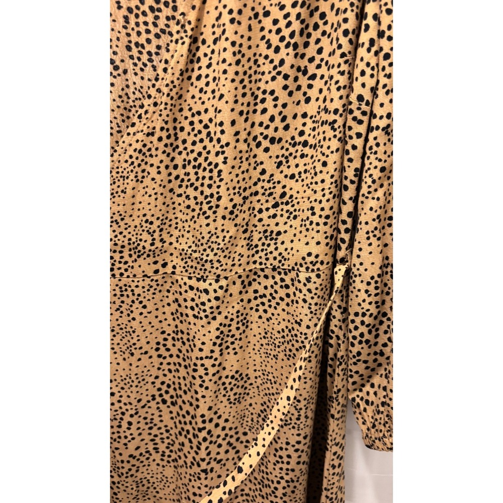 Gap Women Tan Black Dalmatian Print Rayon Wrap Midi Dress Long Sleeve Size 4 - Picture 8 of 10